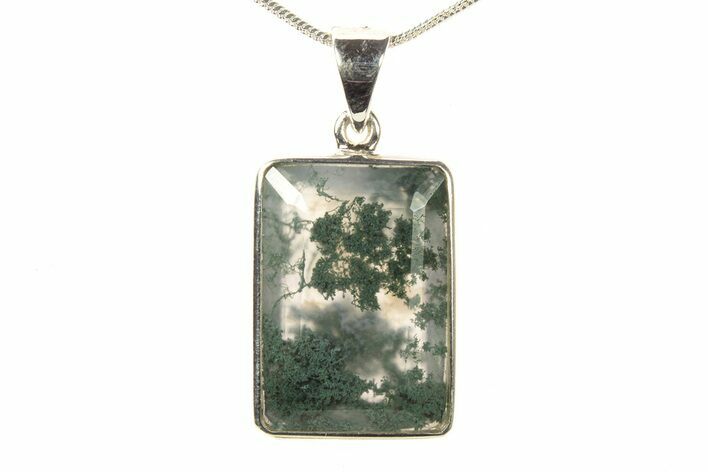 Polished Colorful Moss Agate Pendant - Sterling Silver #279593